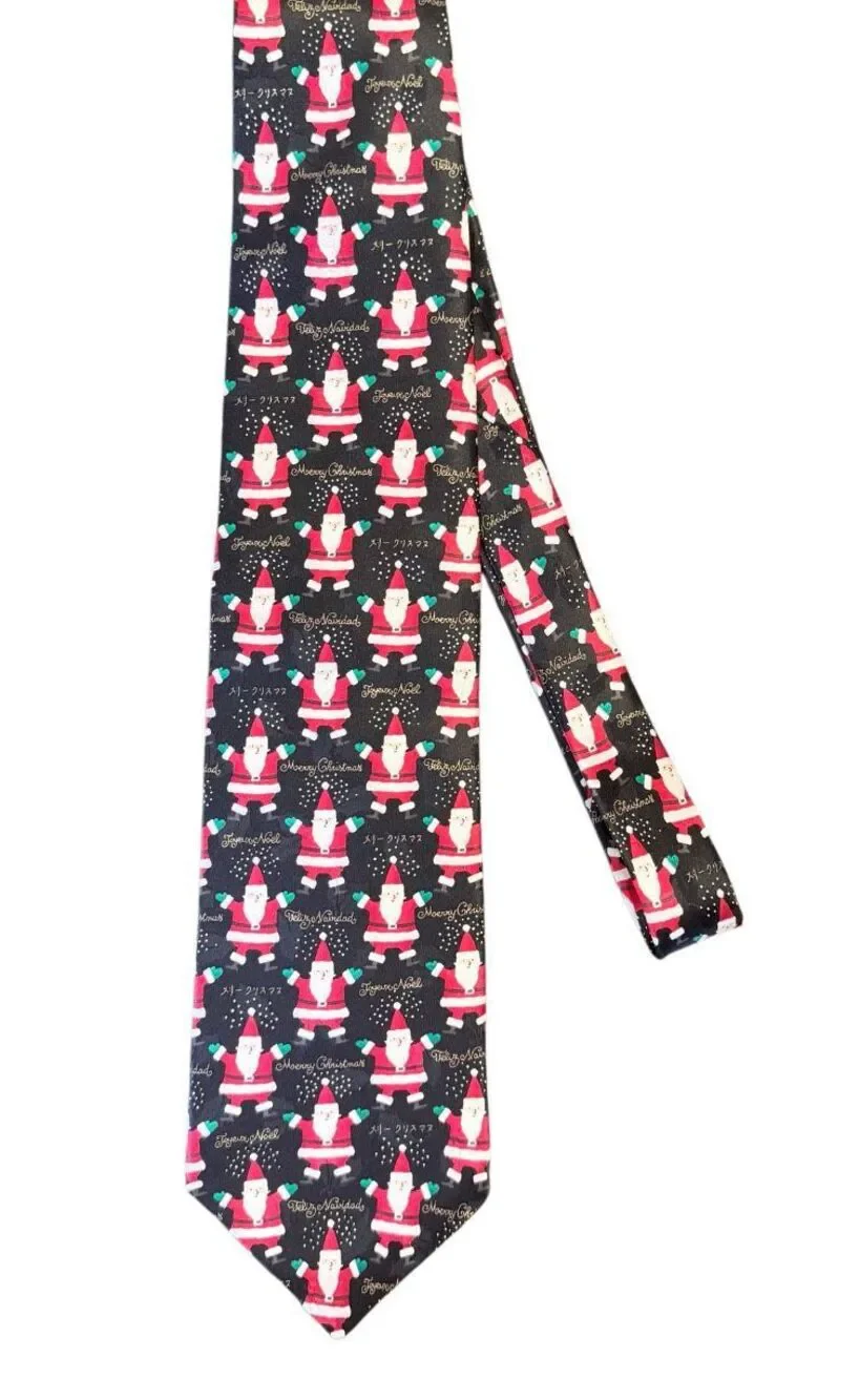 Holiday Traditions 100% Silk Necktie Santa Claus Merry Christmas
